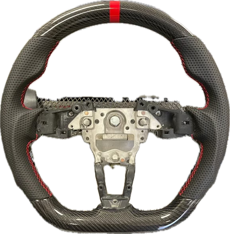 Enhanced Cipher Steering Wheel Leather, real Carbon Fibre with Red Stitching ND (2015-Current)