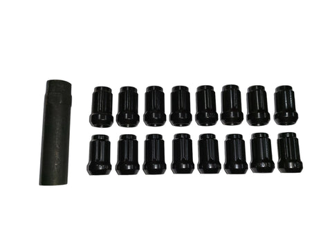 Black Steel Lug Nuts / Wheel Nut Set 16pc w/Key 12x1.5 (NA/NB/ND)