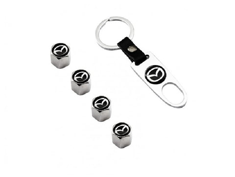 Mazda Tyre Valve Caps With Keyholder 4pc - Jass Performance (NA/NB/NC/ND)
