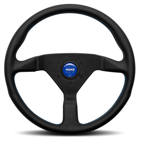 MOMO Montecarlo 350mm Black w/Blue Stitch Steering Wheel (NA 1989-1997)