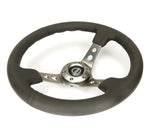 NRG 350mm 3" Deep Dish w/ Holes Gunmetal Black Stitch Leather Steering Wheel