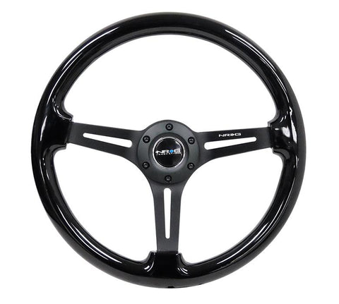 NRG 350mm 3" Deep Dish Woodgrain Black with Matte Black Spoke Steering Wheel