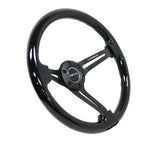 NRG 350mm 3" Deep Dish Woodgrain Black with Matte Black Spoke Steering Wheel