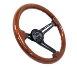 NRG 350mm 3" Deep Dish Woodgrain Brown with Matte Black Spoke Steering Wheel