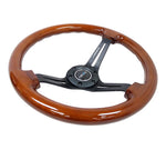NRG 350mm 3" Deep Dish Woodgrain Brown with Matte Black Spoke Steering Wheel
