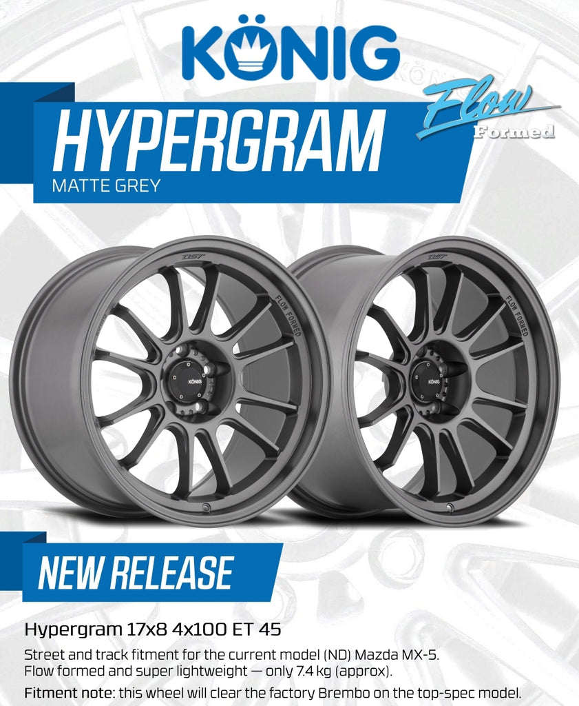 Konig Hypergram - Matte Grey - 15x7.5 - 4x100 - ET35 – MX5 Mania