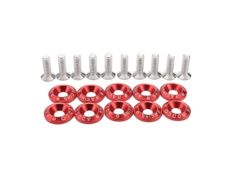 Addco Racing 10PC M6 CNC Billet Aluminum Fender Bolts and Washers - Red