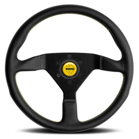 MOMO Montecarlo 350mm Black w/Yellow Stitch Steering Wheel (NA 1989-1997)