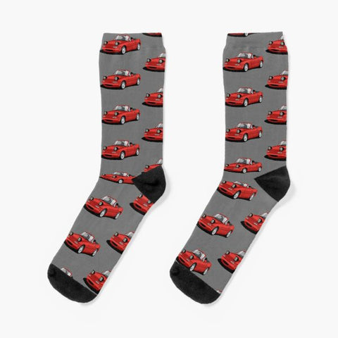 NA MX5 Socks (Pair) Grey Socks NA Red